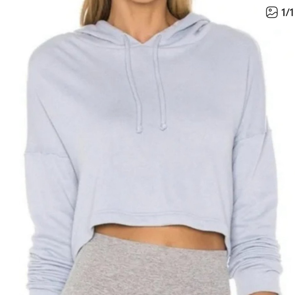 Beyond Yoga Light Blue Terry Crop Hoodie!